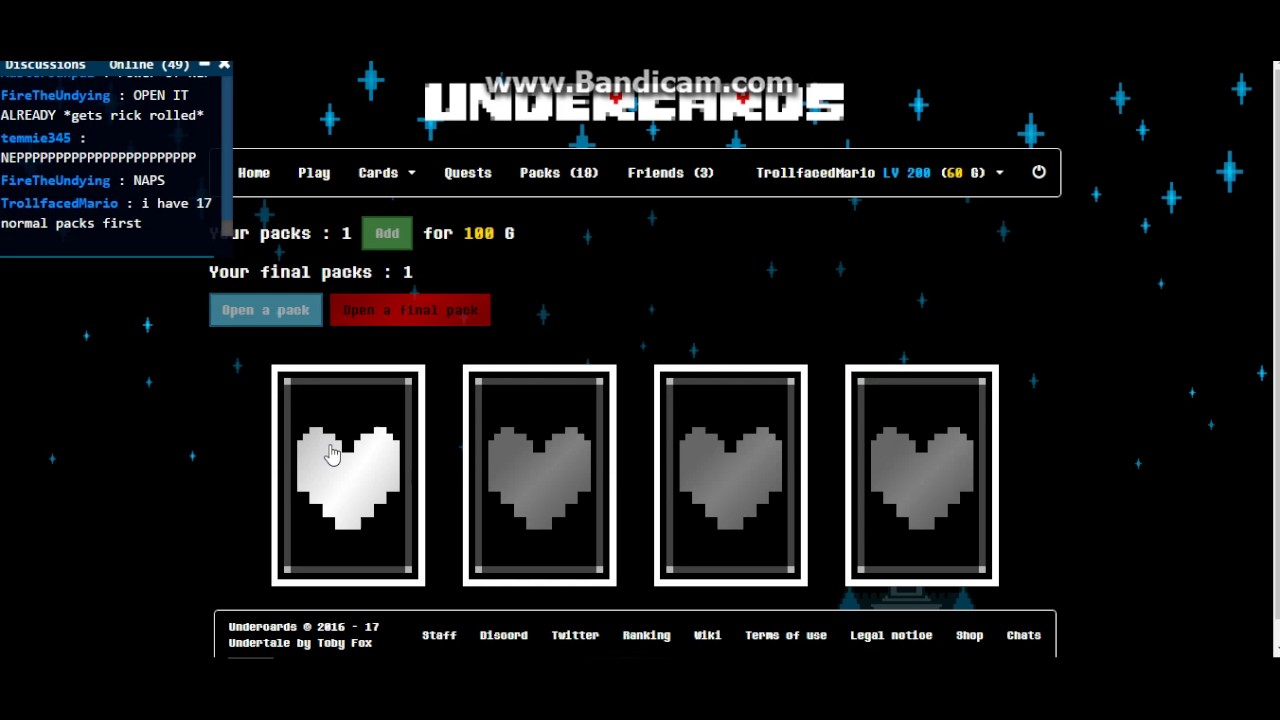Undercards final pack opening