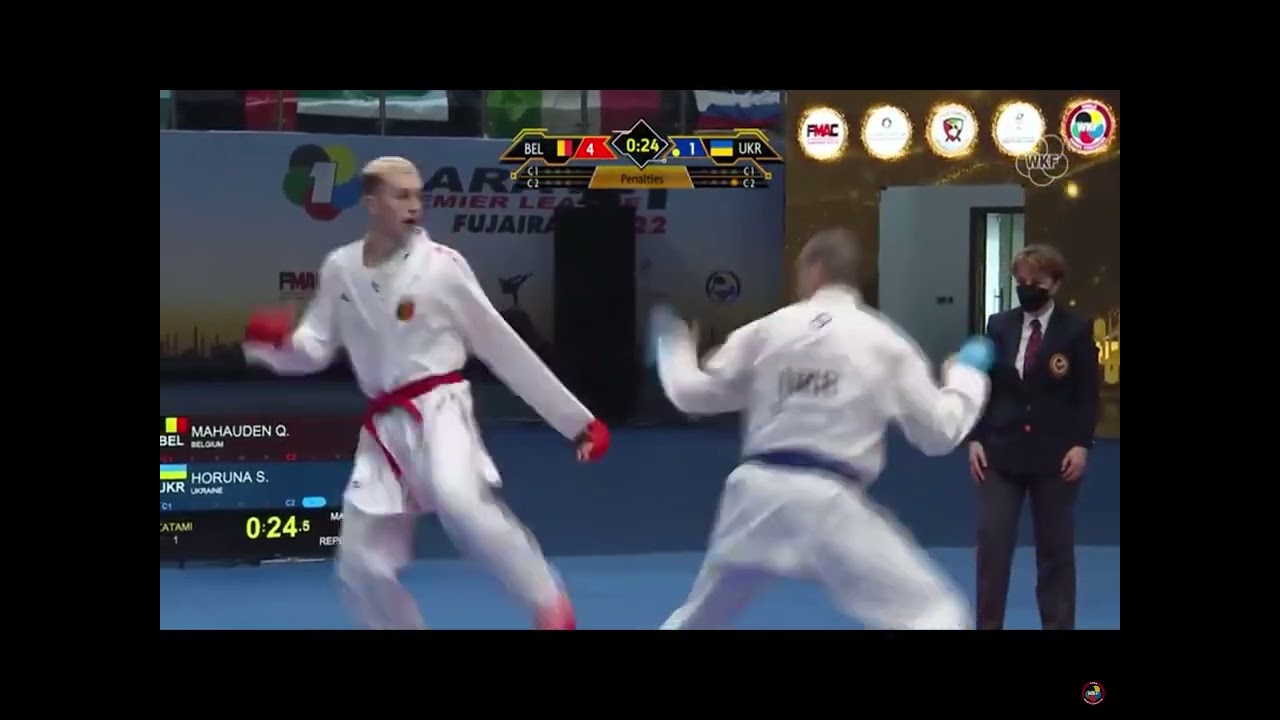 Fujairah 2022 - Bronze -75 male kumite - Mahauden Quentin (BEL) & Horuna Stanislav (UKR)