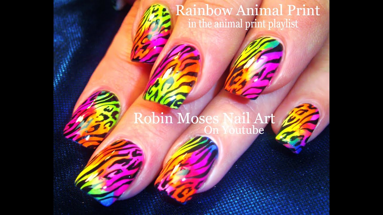 DIY Rainbow Nails Animal Print | Easy HOT Summer Neon Nail Art Design