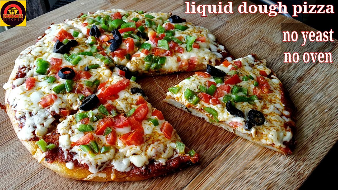 ना यीस्ट ना ओवन ना आटा लगाने की झंझट सिर्फ 10 मिनट में पिज़ा बनाइए Liquid Dough Pizza