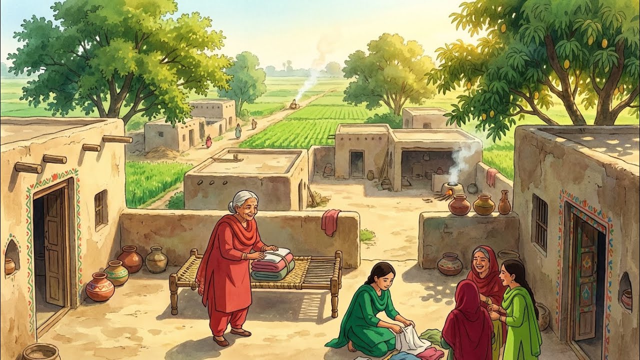 Punjab Village Laundry Morning: Washing, Chatting & Sun-Drying | Ghibli Cozy Video 