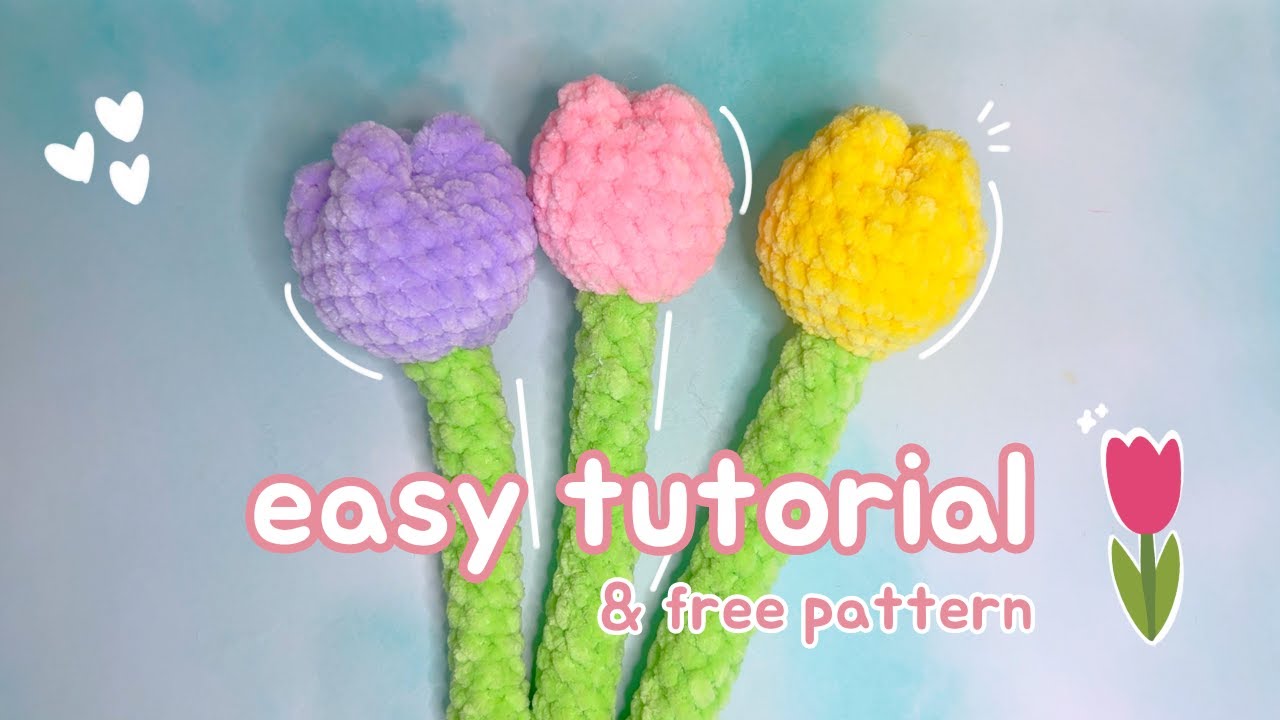 crochet fluffy tulip 🌷 easy tutorial | crochet flower for beginners