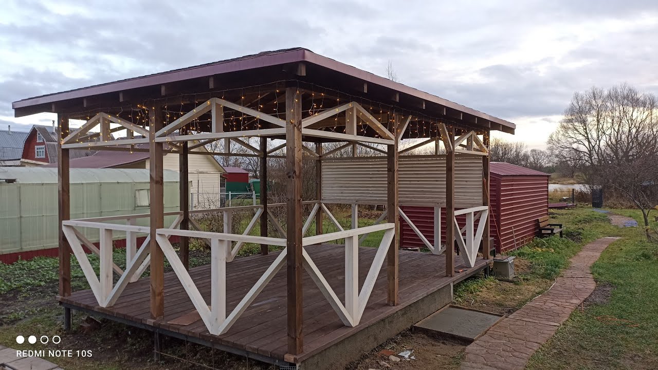 беседка 6х4 на винтовых сваях.