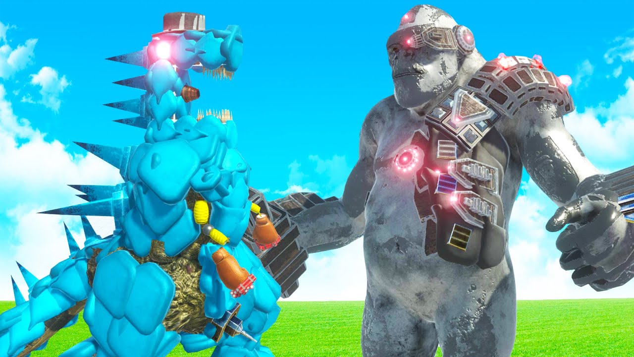 Godzillatop vs Cyborg King Kong in Animal Revolt Battle Simulator Multiplayer!