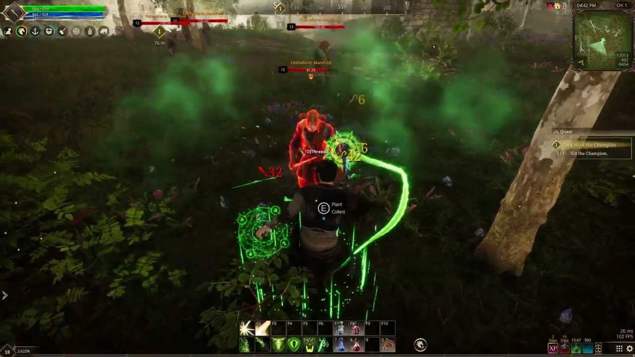 The Quinfall - New MMORPG - Checking out life staff abilities (Healer/Magic Warden)