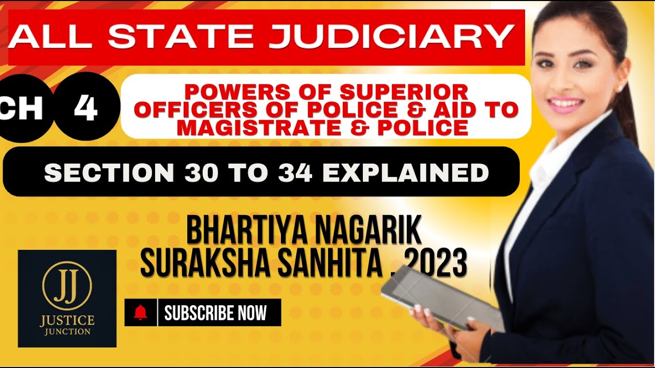 Ch- 4 Powers of Superior Officers of Police & Aid to Magistrate & Police Section 30,31,32,33,34 BNSS
