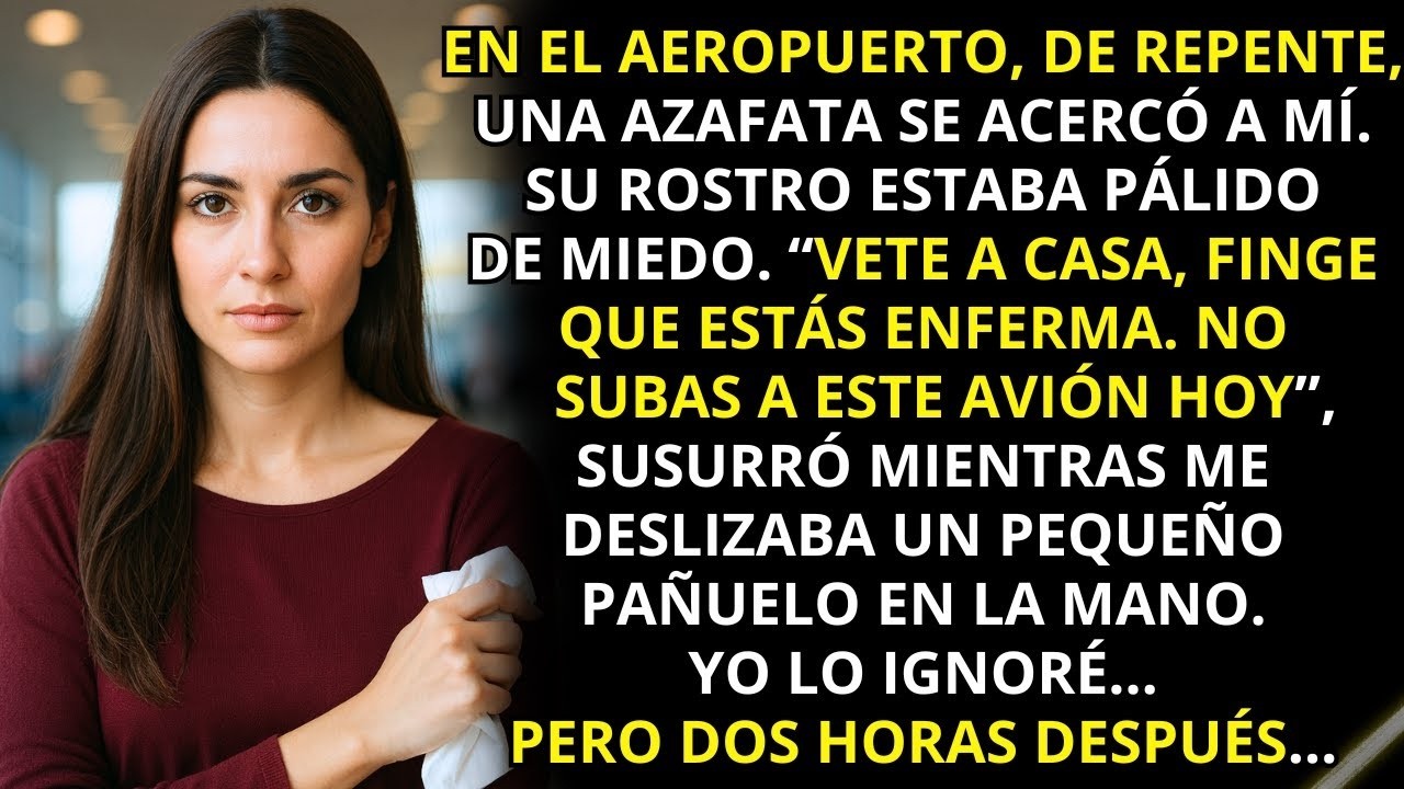 «¡NO SUBAS AL AVIÓN HOY!» susurró la azafata al darme un pañuelo — y yo me quedé en shock cuando...