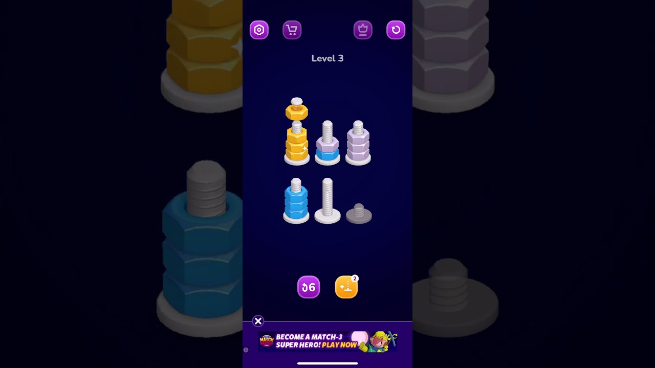 Nut Sort: Color Sorting Game | Level 3 | NO REVERTS #mobilegame #gaming  #gameplay