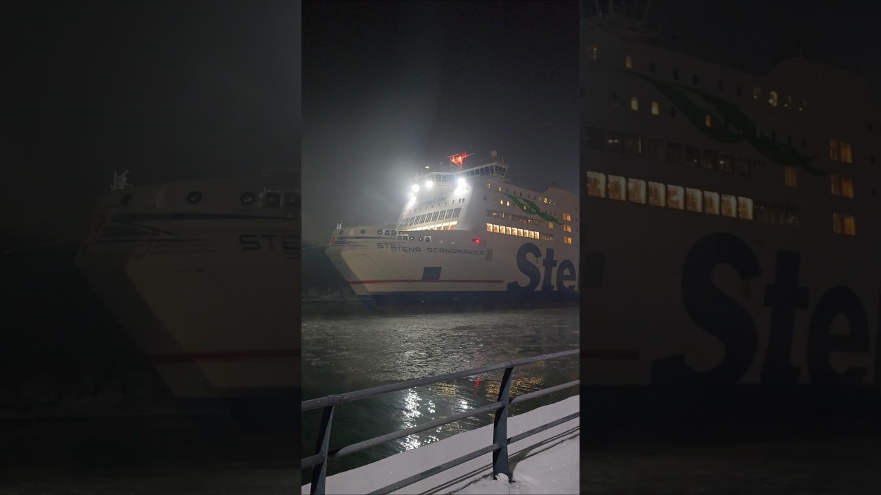 **Prom Stena Scandinavica rusza z Gdańska przy -11&deg;C &ndash; efekt mroźnej pary, 21.01.2026**#StenaLine