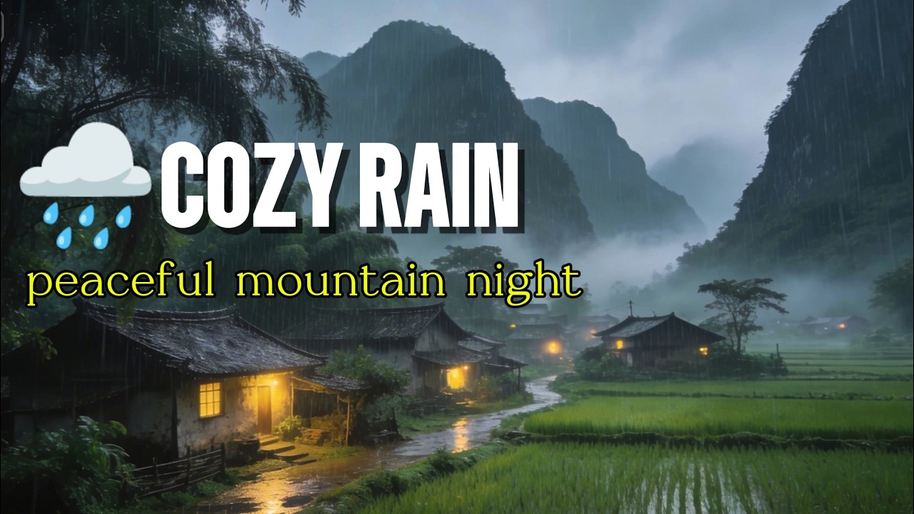 🌧️ Rainy Mountain Village — Peaceful Misty Countryside at Dusk