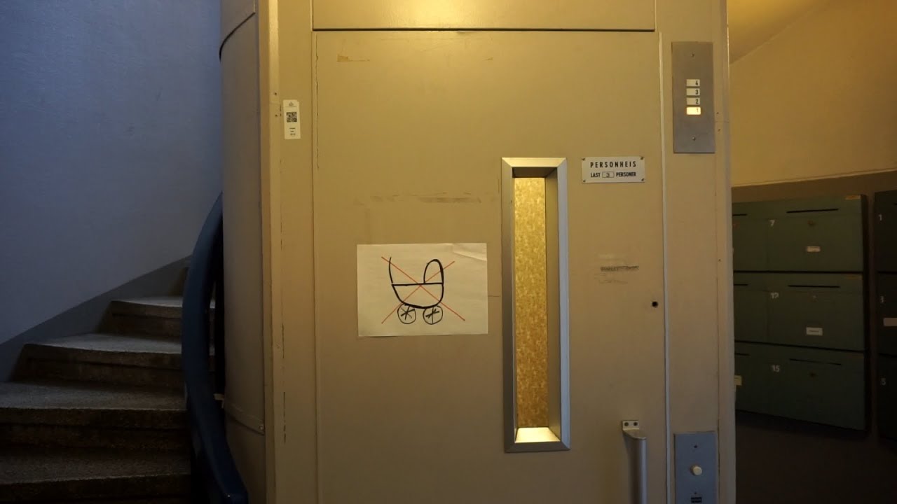 1970s? KONE roped hydraulic elevator without inner doors @ C. J. Hambros plass 7, Oslo, Norway