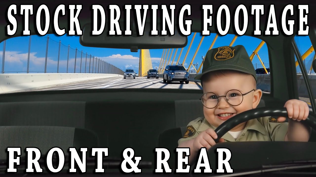 Driving Green Screen Background Plate - Front & Rear View - Tampa Sunshine Skyway Bridge Drive 8 min