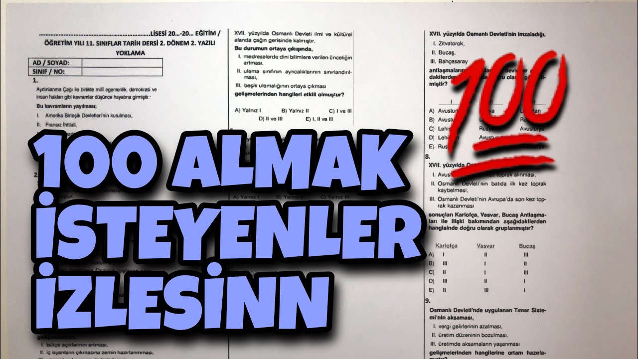 11.Sınıf Tarih 2.Dönem 2.Yazılı