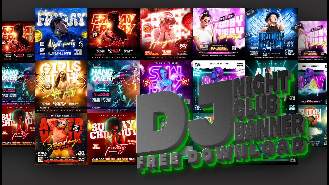 Free Download DJ Party Flyer Design PSD | Design Dj Night party Flyer Psd File free