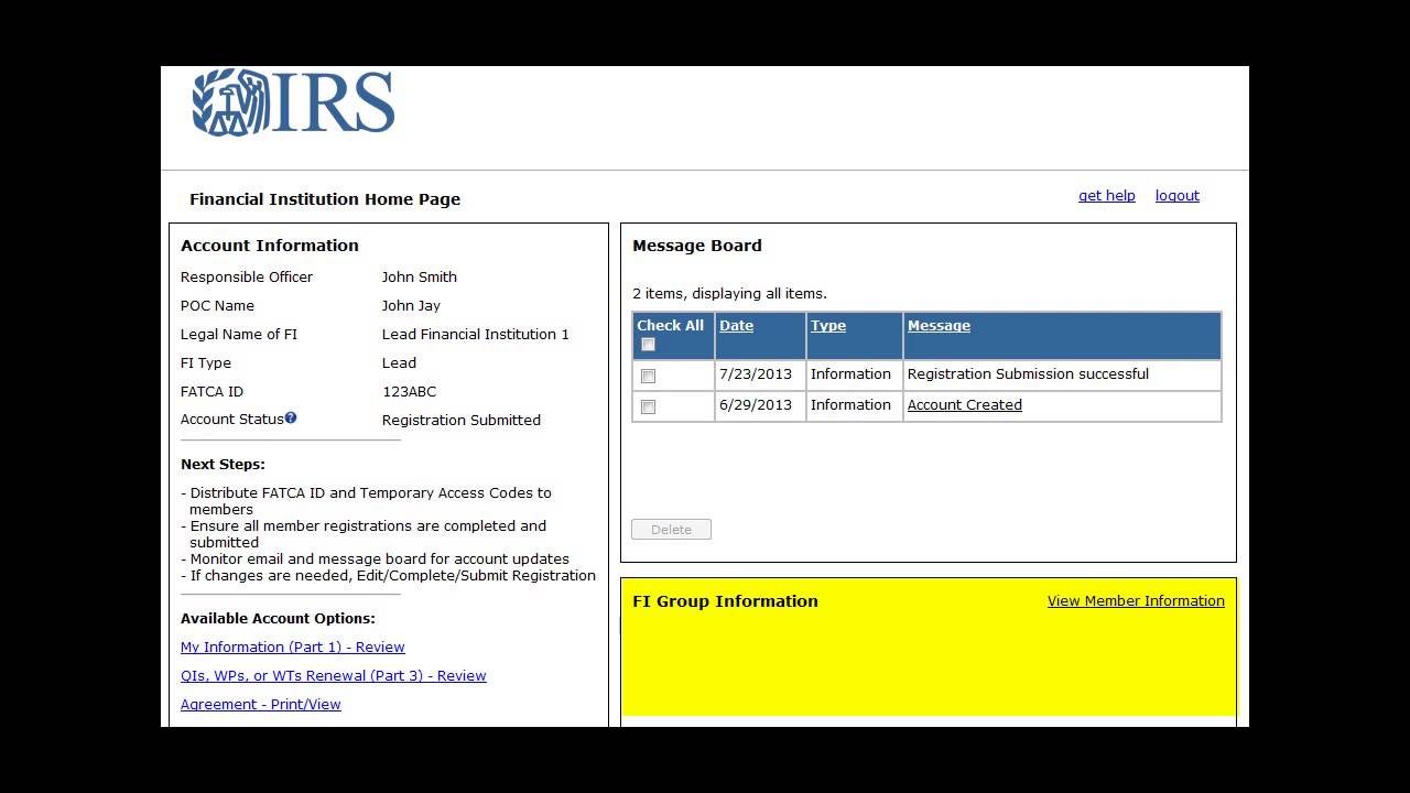 Financial Institutions Your Homepage Information and Options - IRS Tax Aid - Tax Problem Information