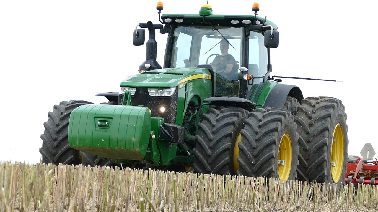 John Deere 8370R Working Hard in The Field w/ Väderstad Carrier XL 825 Cultivator | Danish Agri