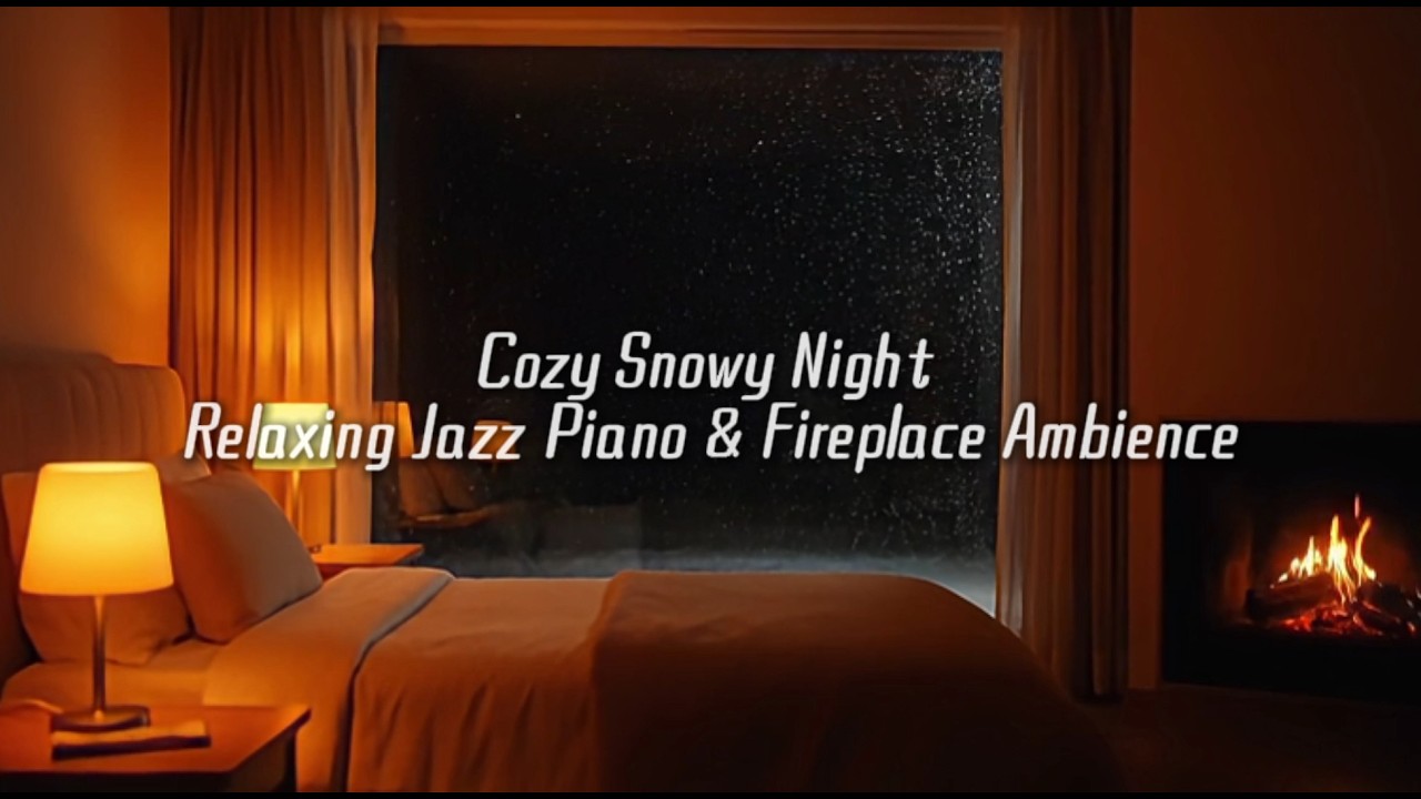 Уютная снежная ночь ASMR ❄️🔥 | Расслабляющая джазовая фортепианная музыка и атмосфера камина для гл