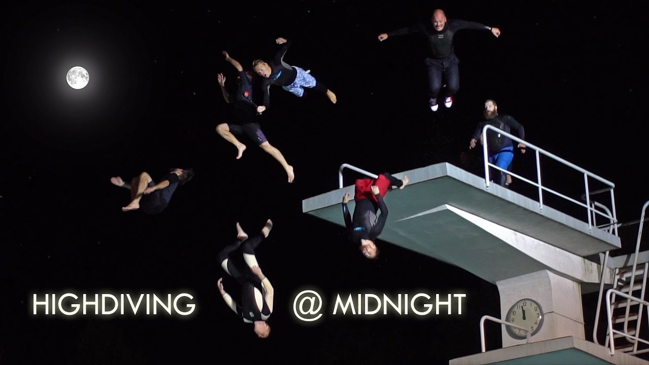 Midnight High Diving (belly flopping on fire)