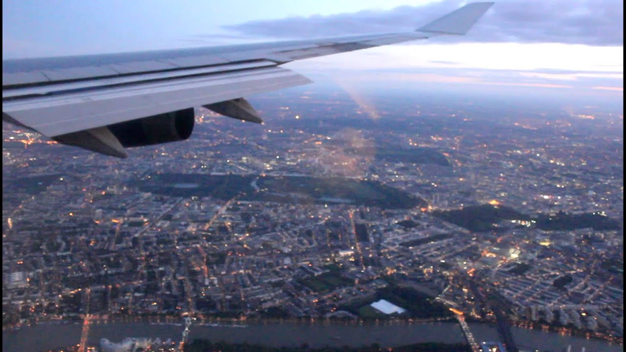 Landing at London Heathrow Airport (Sunrise)