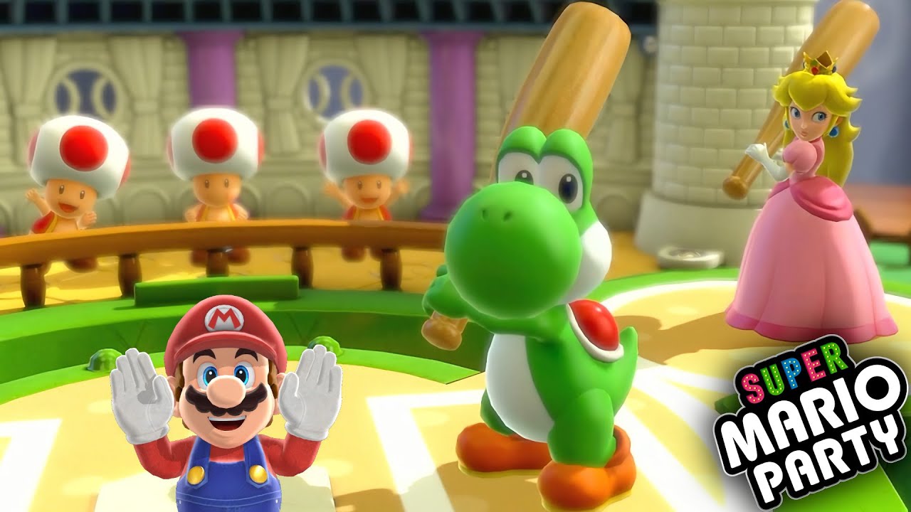 Super Mario Party Mini League Baseball Yoshi and Peach vs Luigi and Daisy