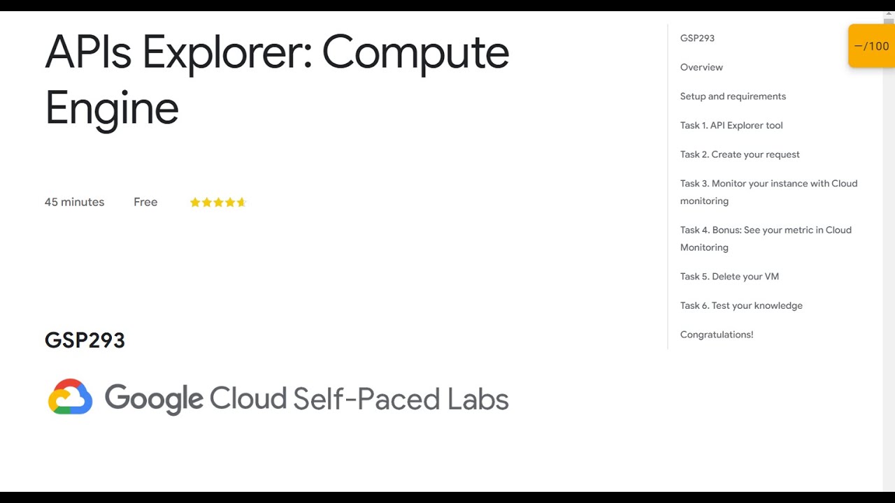 APIs Explorer: Compute Engine Qwiklab