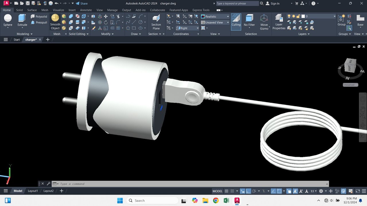 How to Make Charger in AutoCAD 3D Modeling