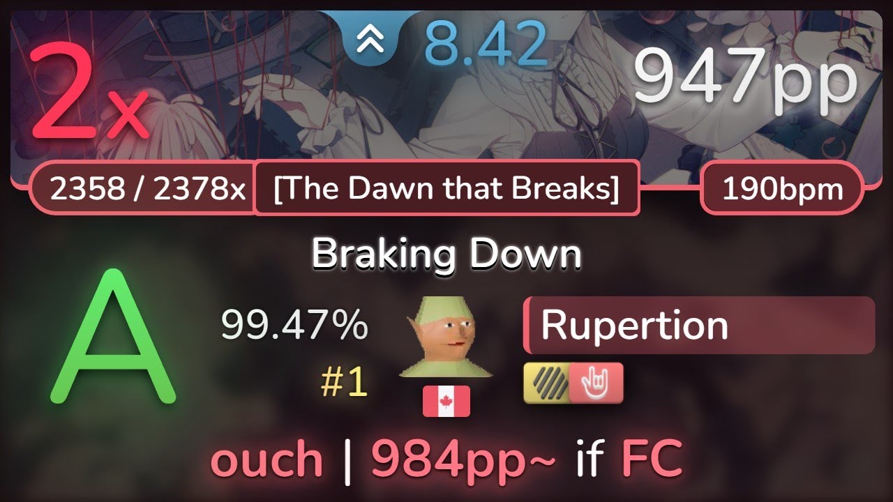 8.4⭐ Rupertion | Pratanallis - Braking Down [The Dawn that Breaks] +HDHR 99.47% (#1 947pp 2❌) - osu!