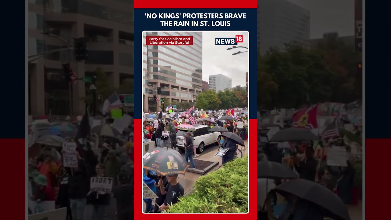 'No Kings' Protesters Brave the Rain in St Louis | #uspolitics