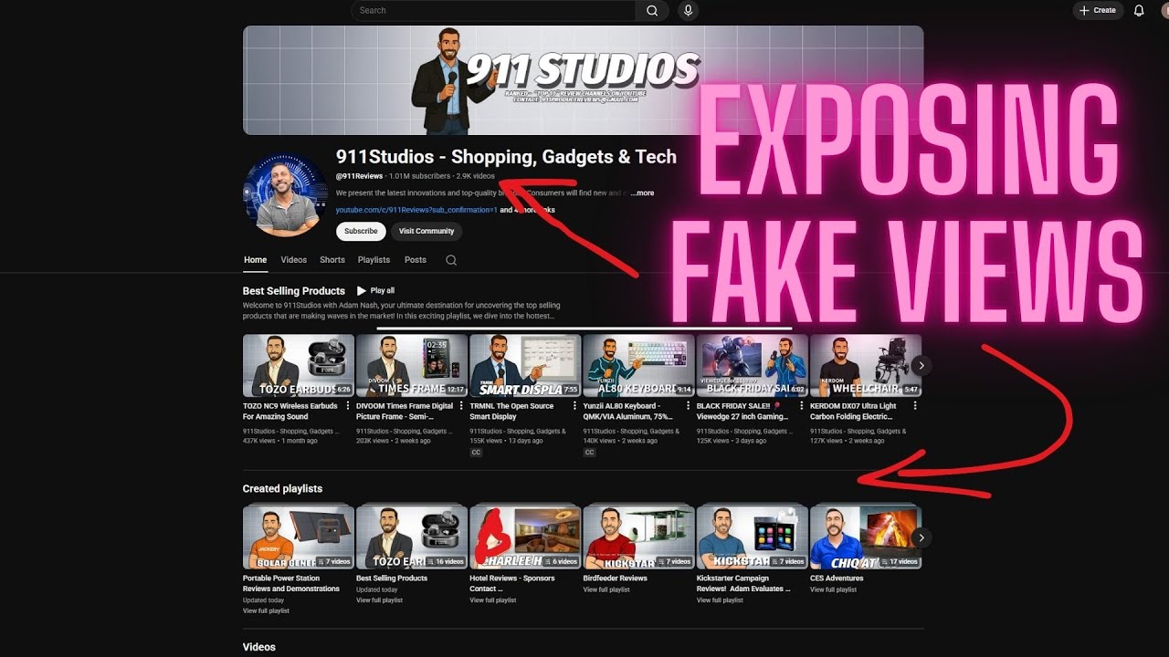 911Studios - Shopping, Gadgets & Tech - Exposing Fake YouTube channel I Fake views, fake comments
