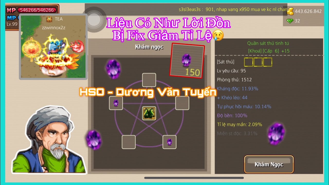 Hiệp Sĩ Online - Nghe Đồn Game Fix Giảm Tỉ Lệ Khảm Ngọc Test Thử 150 Viên Ngọc Phong Ma Cấp 5.
