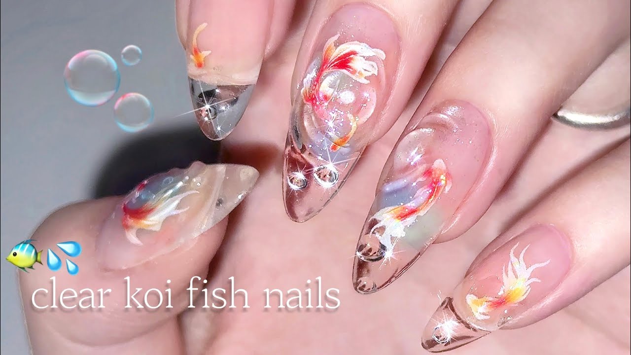 Clear Koi fish Nail🐟 ⚓︎ | How to do ˙˳⋆ two-tone cheek