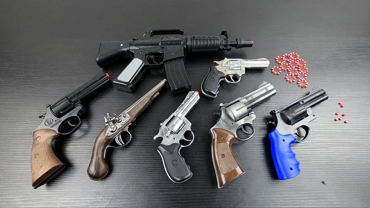 INSANE Toy Gun Collection! Metal Revolvers, M4 Rifle & Red Ammo