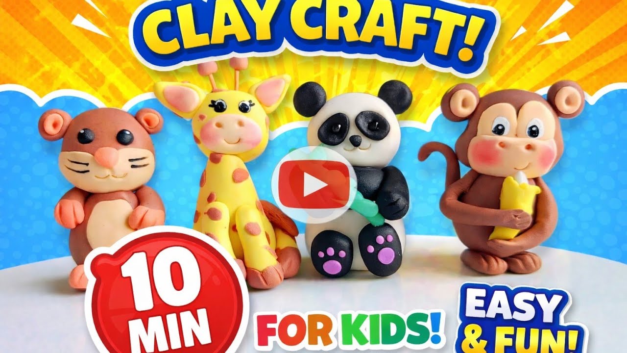 10 min clay animals tutorial for kids & beginners @pkcraftworld #art #craft #clay #viralvideo #viral