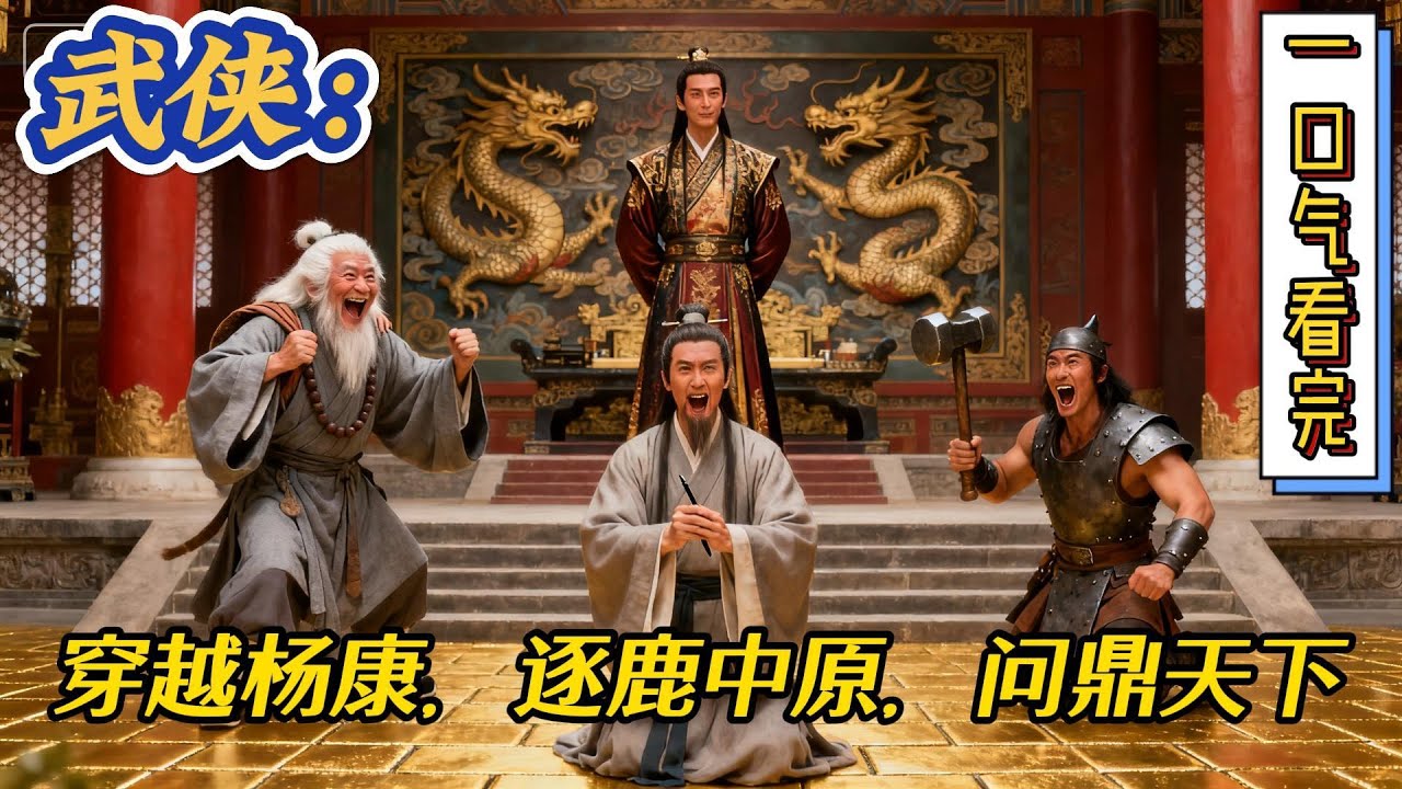 🔥完结！💥独家！《武侠：穿越杨康，逐鹿中原，问鼎天下》郭靖：杨康，你实在可恶，竟强迫蓉儿、念慈姑娘？李莫愁、黄蓉、穆念慈大怒道：郭靖，不许你这样说杨康哥哥，#穿越#有声漫画#爽文#玄幻#武侠