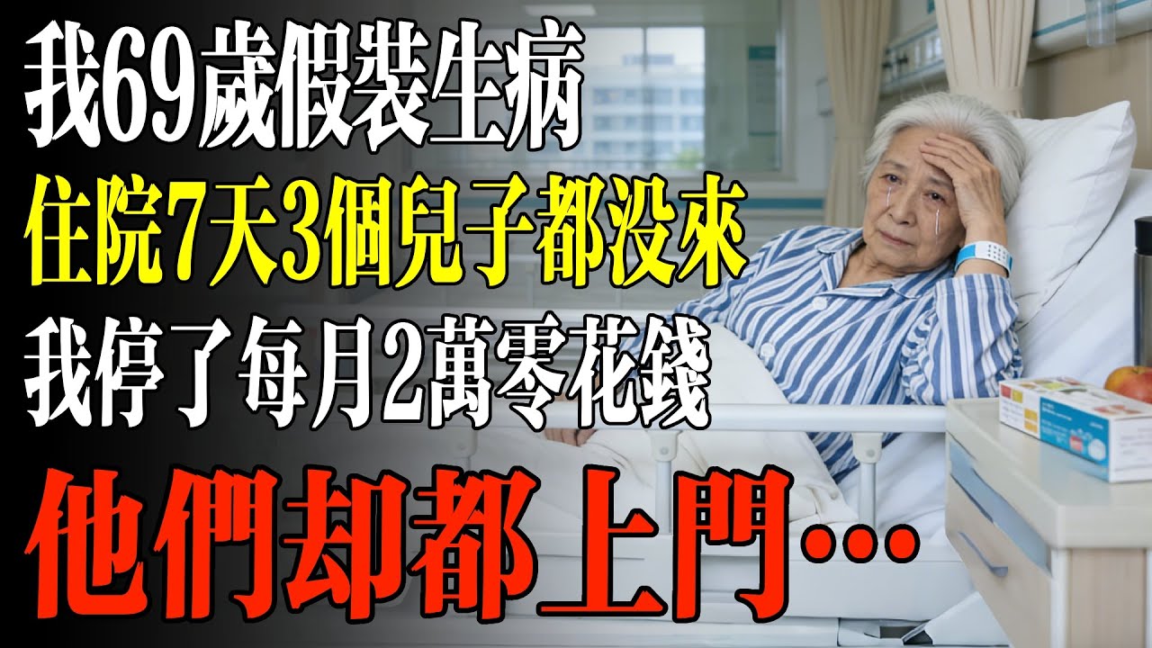 我69歲假裝生病，住院7天3個兒子都沒來，我停了每月2萬零花錢，他們卻都上門…#幸福 #人生 #故事 #老年 #退休後 #情感 #人生感悟 #養生 #哲理 #老年生活