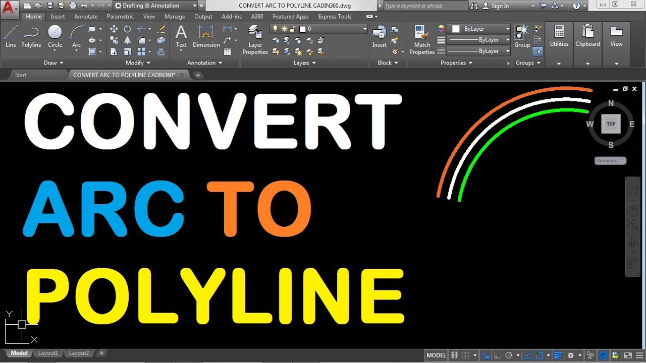 How to Convert Arc to Polyline in AutoCAD 2018