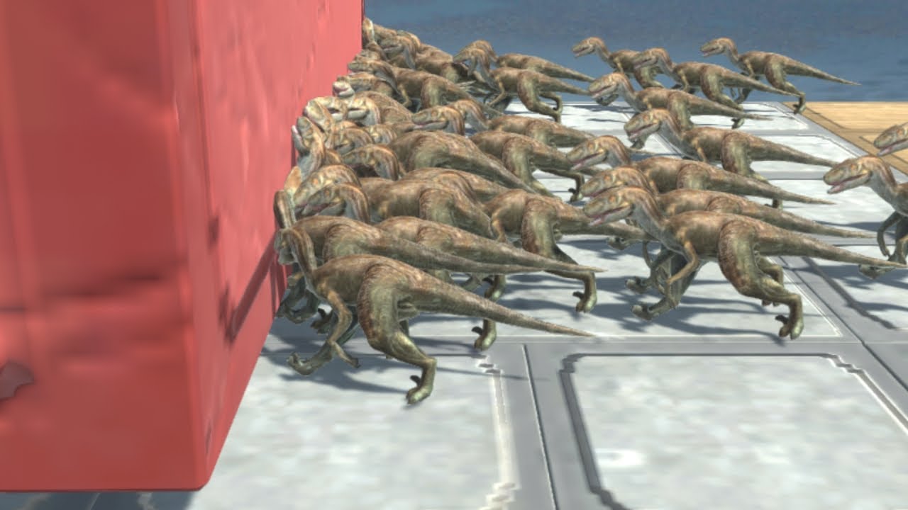 PUSH or Kicked by 50 Velociraptors Army Animal Revolt Battle Simulator