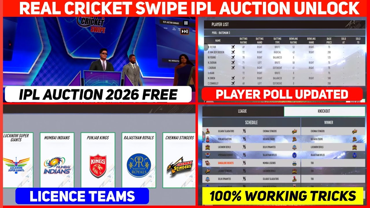 Real Cricket Swipe IPL Auction Unlock | How To Unlock IPL Auction In Rc Swipe New Update Gameplay