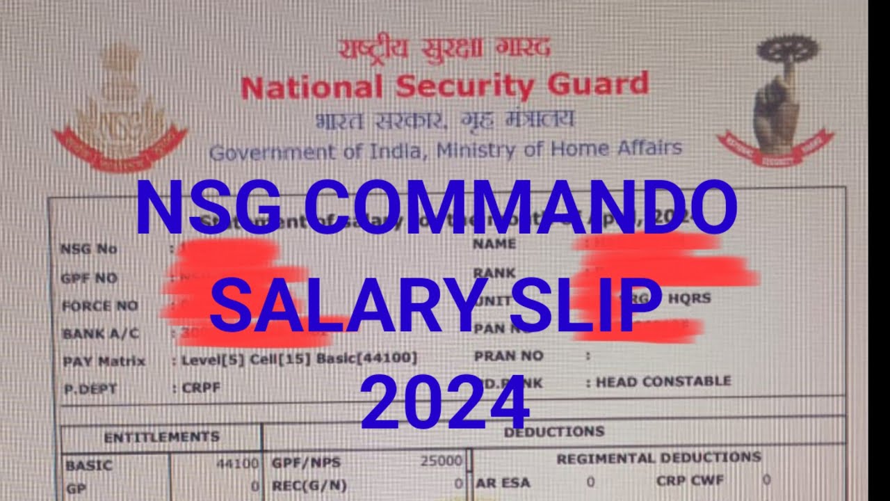 NSG COMMANDO salry slip . year 2024