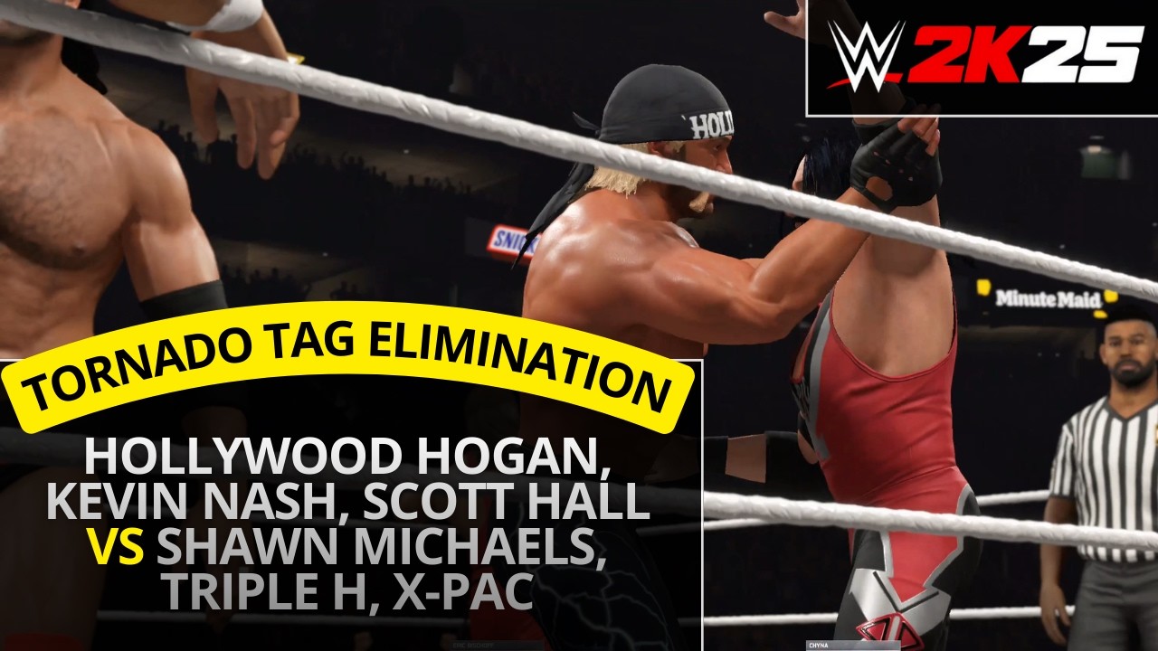 WWE 2K25 – Hogan & Kevin Nash & Scott Hall vs Michaels & Triple H & X-Pac (Tornado Tag Elimination)