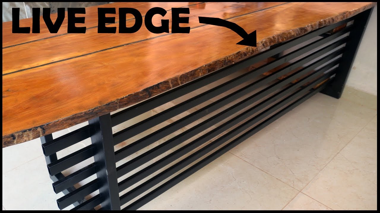 LIVE EDGE OFFICE TABLE FROM JACKFRUIT WOOD #woodworking #creative #welding #project #viral