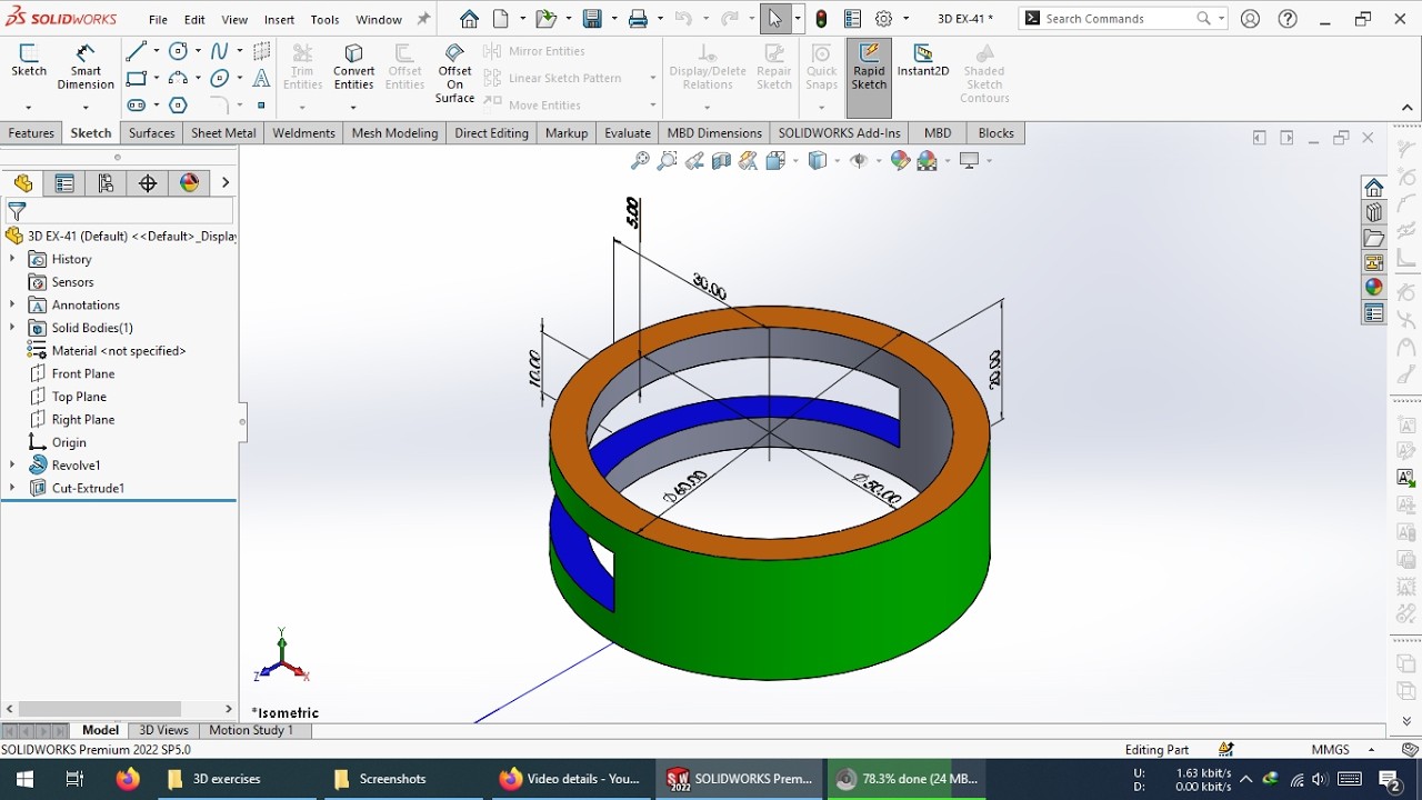 SolidWorks 3D excersise 041