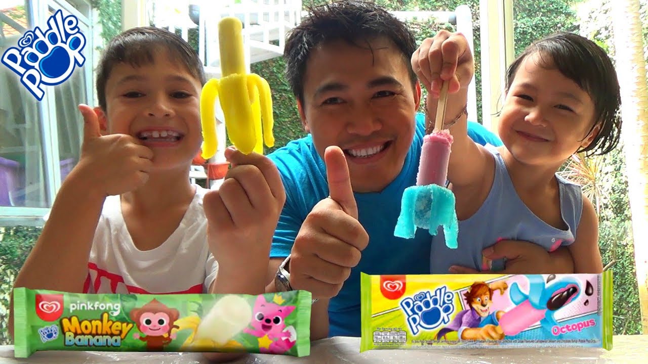 Review Es Krim Paddle Pop - Pinkfong Monkey Banana vs Octopus - Es Krim Paling Enak
