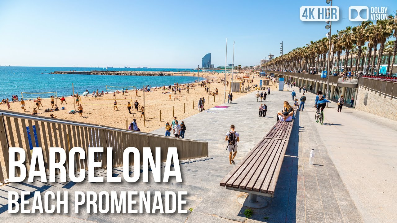 Barcelona Beach, Promenade - 🇪🇸 Spain [4K HDR] Walking Tour