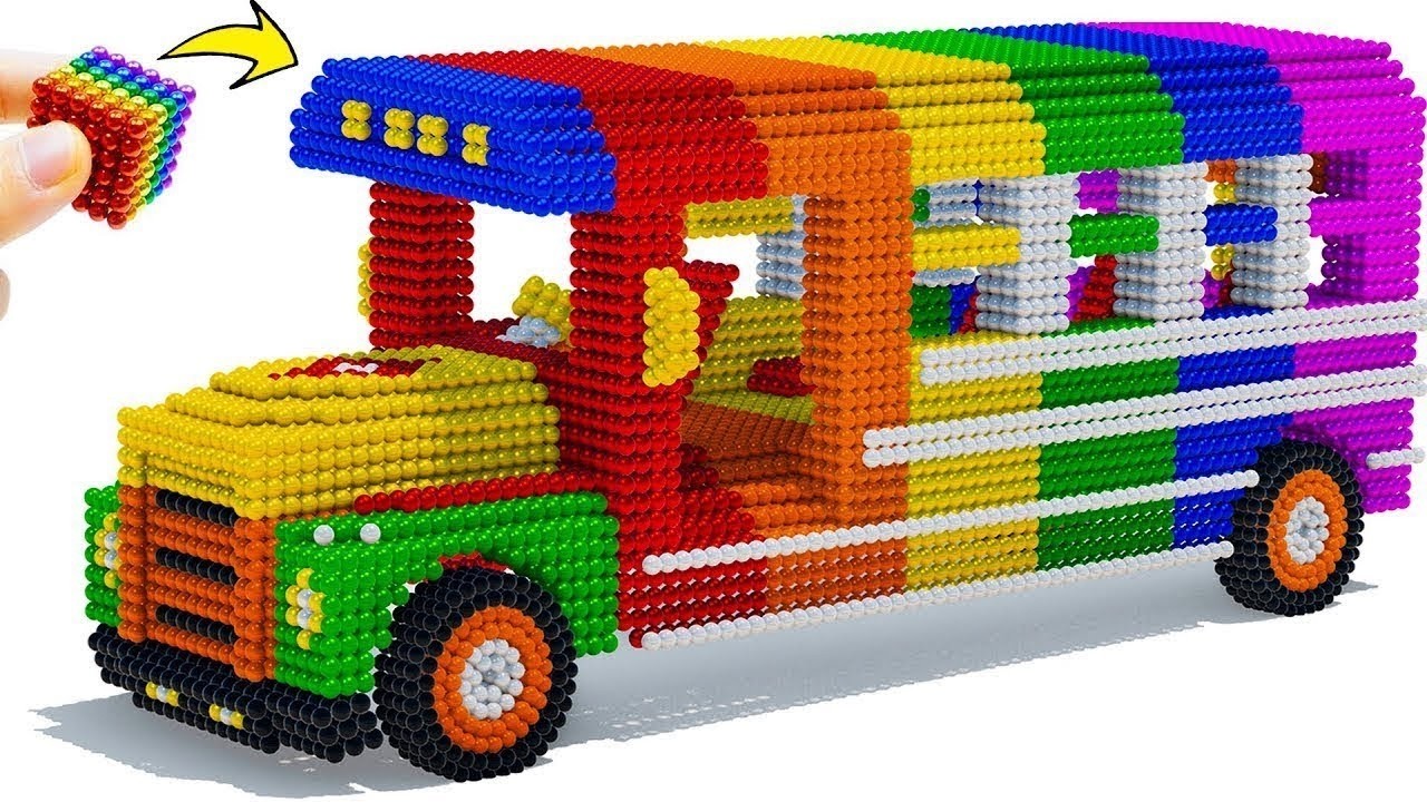 DIY: How to Make Rainbow School Bus From Colored Magnetic Balls | Satisfying Magnet Videos
