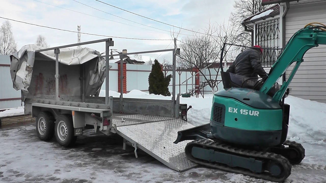 Мини Экскаватор HITACHI  EX15 UR на автоприцепе МЗСА 842122.301