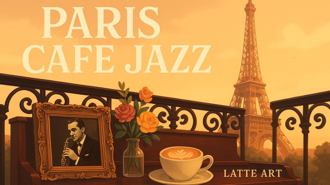 Paris Cafe Jazz Music 4K ☕ Relaxing Jazz Piano & Latte Art Scenes by the Eiffel Tower for Study,Work