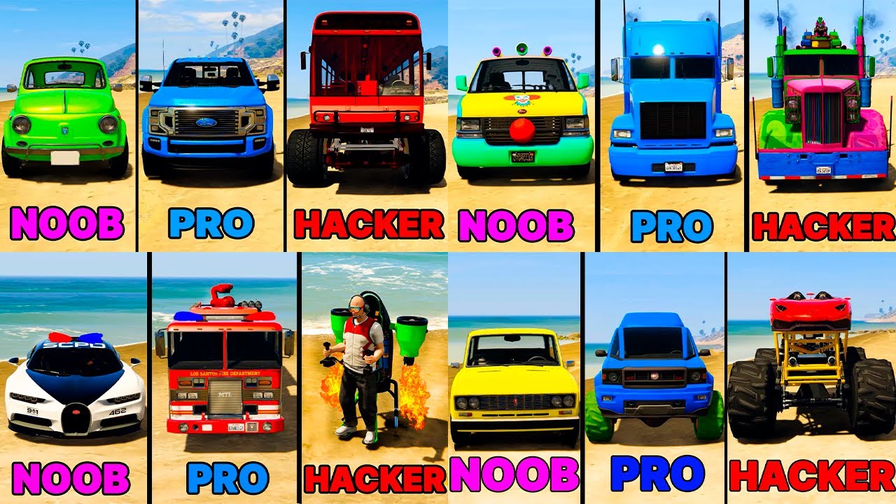 Noob vs Pro vs Hacker - GTA 5 Funny Moments | Cars Mod