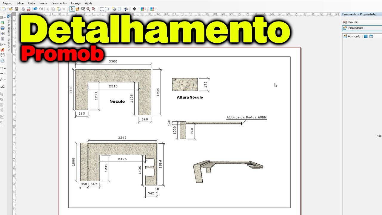 Detalhamento Técnico de Marmoraria no Promob - Curso Promob em Casa
