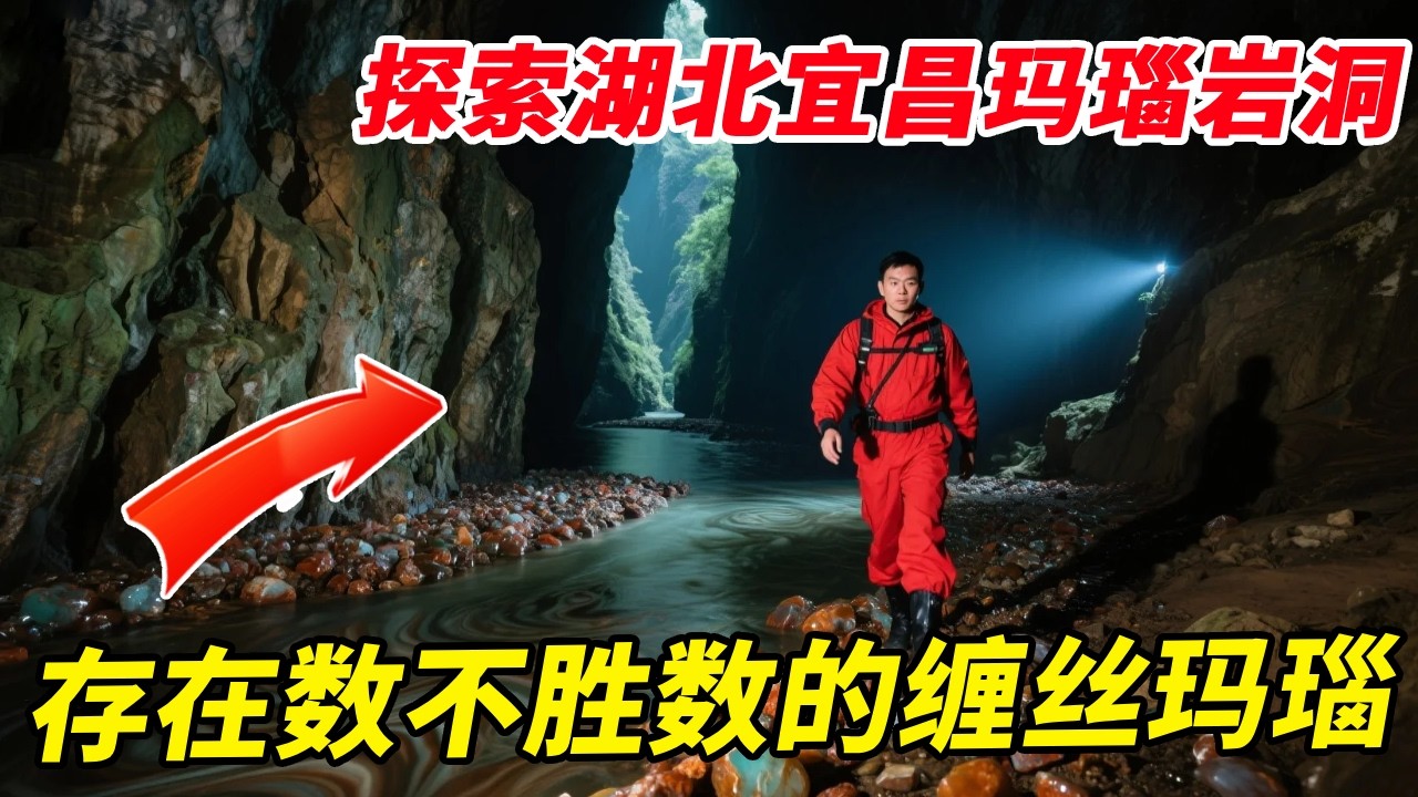 探索湖北宜昌玛瑙岩洞，在其中发现流血的石头，暗河与洞壁存在数不胜数的缠丝玛瑙！【户外小北哥】